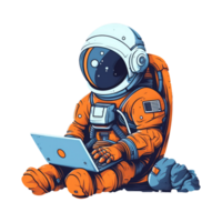 Astronaut using a laptop . png