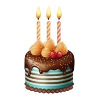 linda cumpleaños pastel con velas . ai generado png