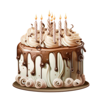 linda cumpleaños pastel con velas . ai generado png