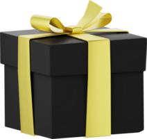 Realistic black gift box isolated. png