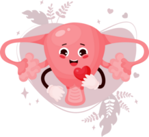 Happy female cartoon uterus png