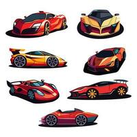 Set Of Different Style Supercars In Sticker Style. vector