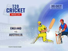 T20 Cricket Watch Live Show Of Participating Team England VS Australia With Faceless Players. vector