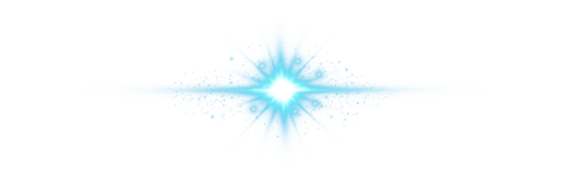 Blau glühend Beleuchtung Auswirkungen isoliert auf transparent Hintergrund. Solar- Fackel mit Balken und Scheinwerfer. glühen Wirkung. Starburst mit funkelt. png. png