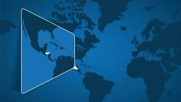 ubicación de Honduras en el mundo mapa con engrandecido mapa de Honduras con bandera. vector