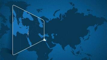 ubicación de Israel en el mundo mapa con engrandecido mapa de Israel con bandera. vector