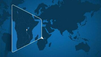 ubicación de Burundi en el mundo mapa con engrandecido mapa de Burundi con bandera. vector