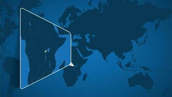 Location of Rwanda on the World Map with Enlarged Map of Rwanda with Flag. vector