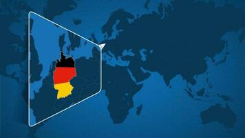 ubicación de Alemania en el mundo mapa con engrandecido mapa de Alemania con bandera. vector