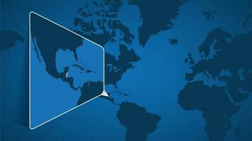 ubicación de belice en el mundo mapa con engrandecido mapa de belice con bandera. vector