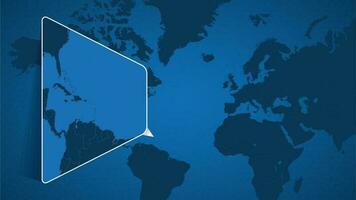 Location of Antigua and Barbuda on the World Map with Enlarged Map of Antigua and Barbuda with Flag. vector