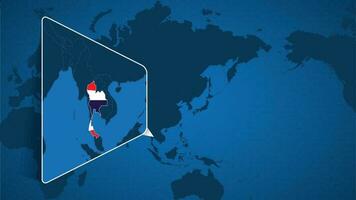 Location of Thailand on the World Map with Enlarged Map of Thailand with Flag. vector