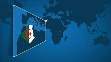 Location of Algeria on the World Map with Enlarged Map of Algeria with Flag. vector