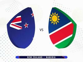 New Zealand vs Namibia rugby match, international rugby competition 2023. vector