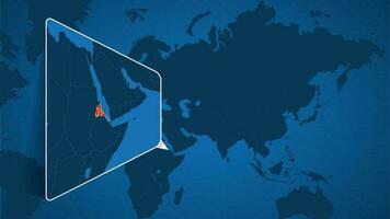 ubicación de eritrea en el mundo mapa con engrandecido mapa de eritrea con bandera. vector