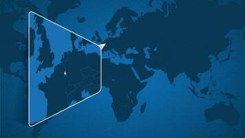 Location of Luxembourg on the World Map with Enlarged Map of Luxembourg with Flag. vector