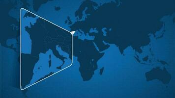 ubicación de Mónaco en el mundo mapa con engrandecido mapa de Mónaco con bandera. vector