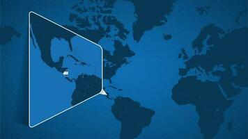 ubicación de Nicaragua en el mundo mapa con engrandecido mapa de Nicaragua con bandera. vector