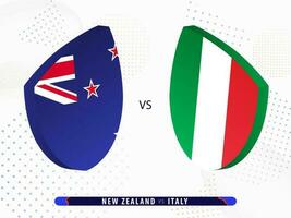 nuevo Zelanda vs Italia rugby fósforo, internacional rugby competencia 2023. vector