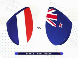 France vs New Zealand rugby match, international rugby competition 2023. vector