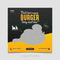 Vector food burger social media post template