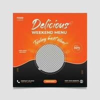 Vector food menu and restaurant social media banner template