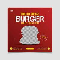 Vector grilled cheese burger social media post template