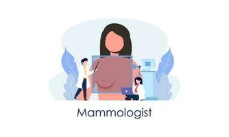 Mammologist concept consultation with doctor about breast disease idea of healthcare and medical vector