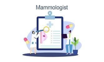 Mammologist concept consultation with doctor about breast disease idea of healthcare and medical vector