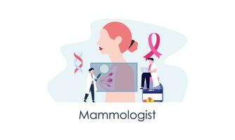 mamólogo concepto consulta con médico acerca de pecho enfermedad idea de cuidado de la salud y médico vector