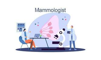 Mammologist concept consultation with doctor about breast disease idea of healthcare and medical vector