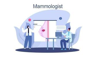 Mammologist concept consultation with doctor about breast disease idea of healthcare and medical vector