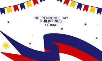 Happy independence day philippines background with philippines flag vector