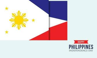 Happy independence day philippines background with philippines flag vector
