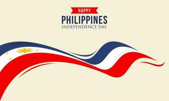 Happy independence day philippines background with philippines flag vector