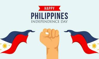 Happy independence day philippines background with philippines flag vector