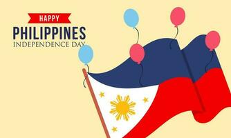 Happy independence day philippines background with philippines flag vector