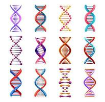 Dna helix icons, genetic medicine vector signs set