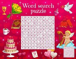 Wedding and Valentine Cupid, word search puzzle vector