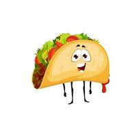 Cartoon mexican tacos character, fast food snack vector