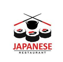 japonés cocina restaurante icono con Sushi rollos vector