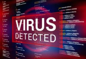 Virus detected warning alert message background vector