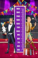 Kids height chart, circus characters, growth meter vector