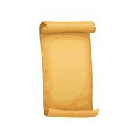 Old parchment scroll, ancient papyrus treasure map vector