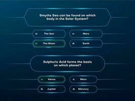 Quiz questions and test menu choice vector