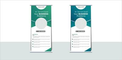 Corporate Business Roll up banner template design or company standee roll up and advertisement rollup layout or Conference event roll up banner set vector