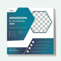 University admission social media post design vector