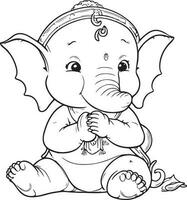 Details of the Ganesh vector lines coloring pages