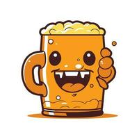 beer mascot animation in flat colors with minimal lines vector