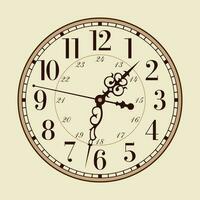 Vintage clock on brown background, Vector